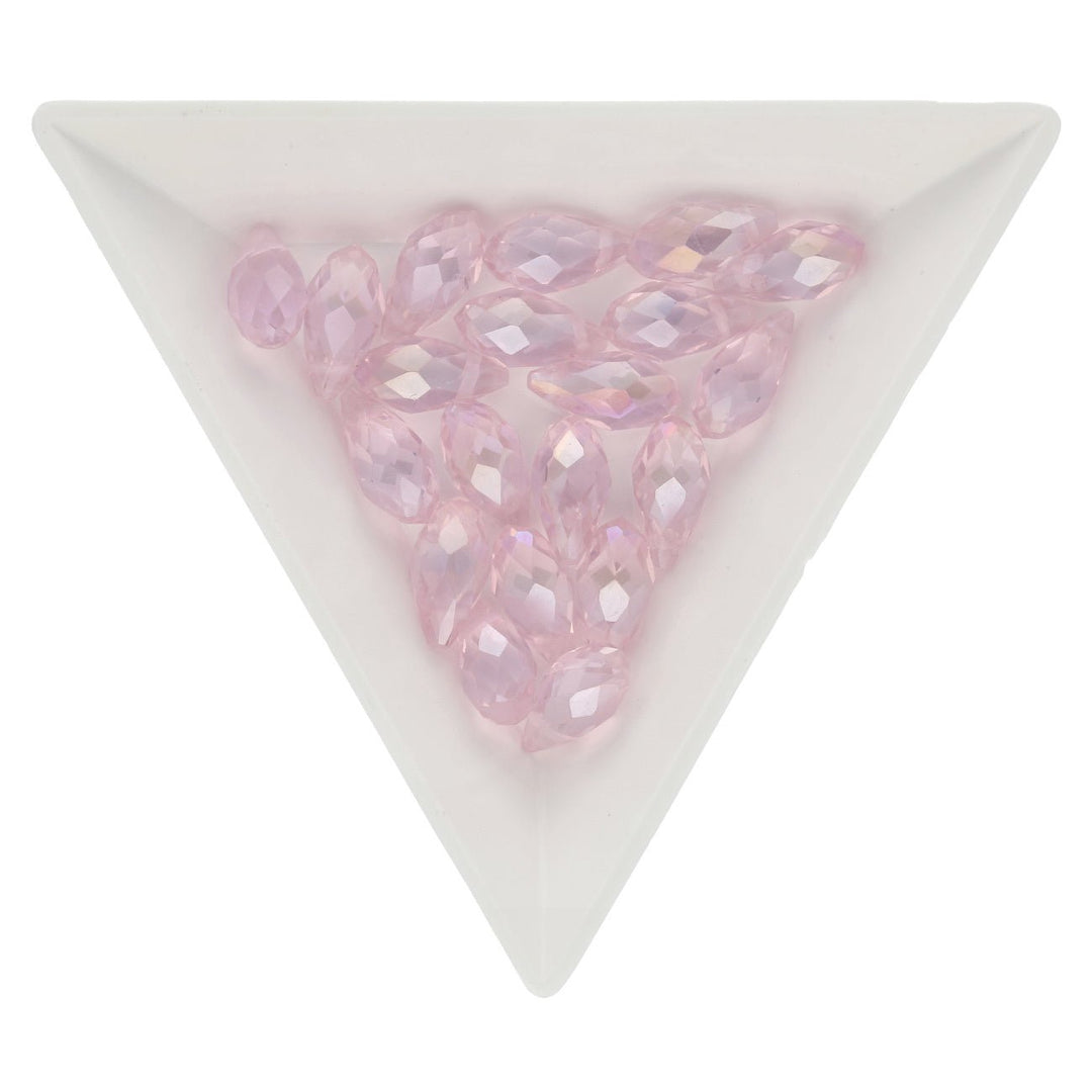 Briolettes Glasperlen mit seitlichem Loch 13x6 mm - Pink AB - PerlineBeads