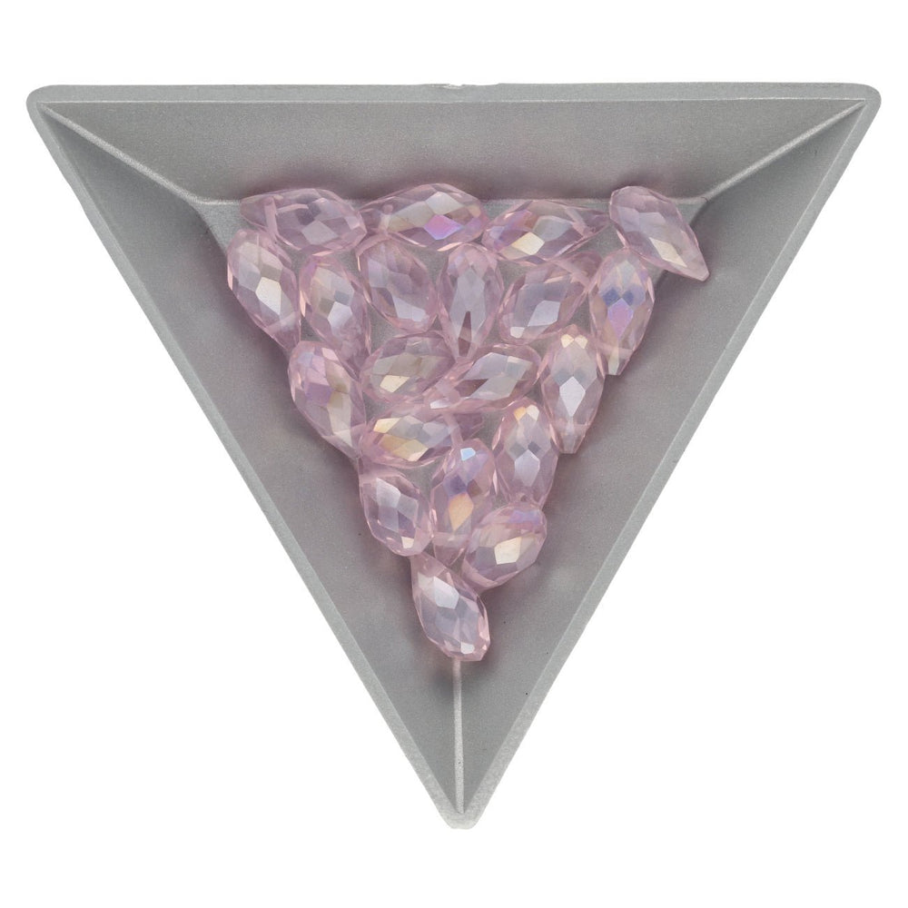 Briolettes Glasperlen mit seitlichem Loch 13x6 mm - Pink AB - PerlineBeads