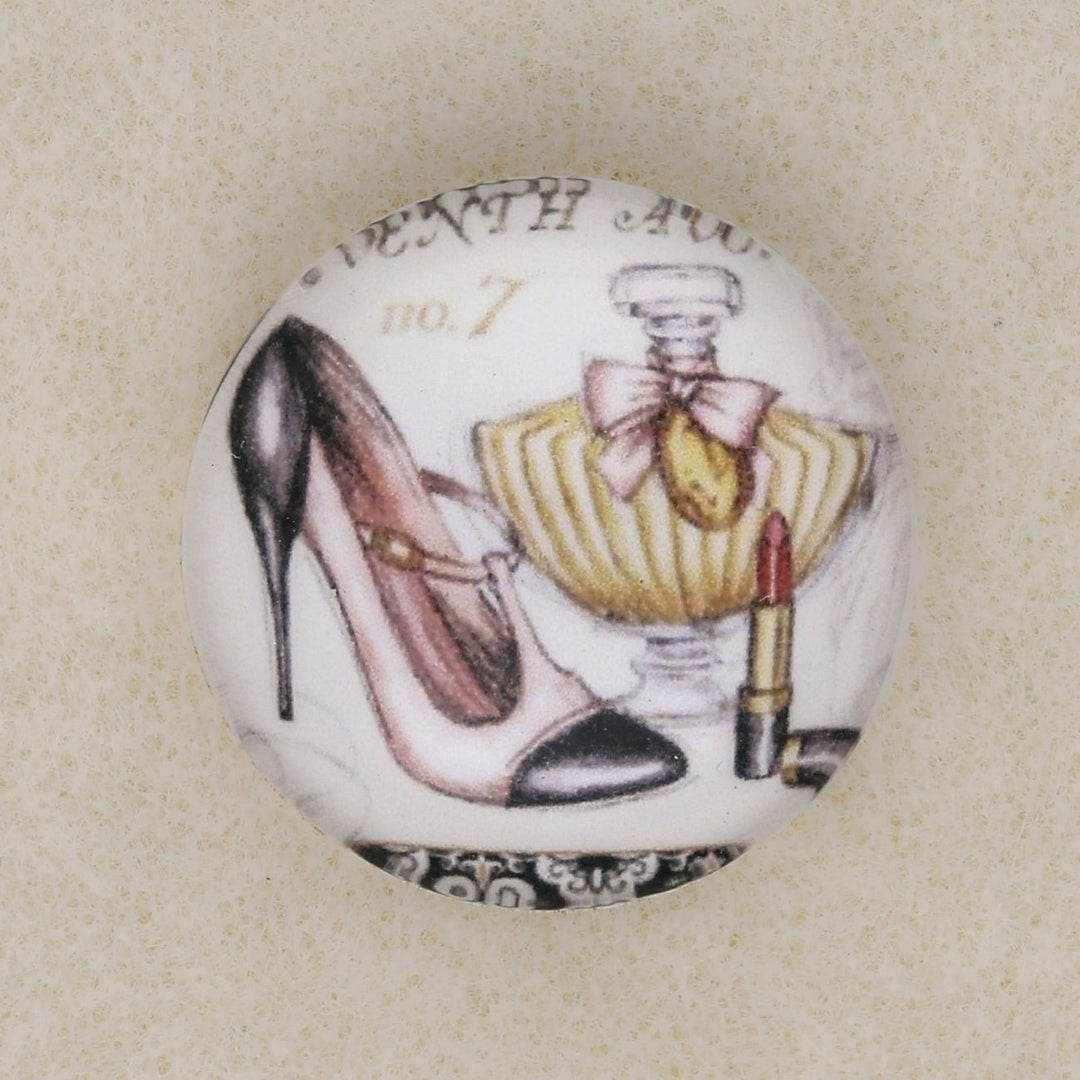 Cabochon aus Glas - 20 mm - Motiv “High Heels mit Parfümflasche” - PerlineBeads