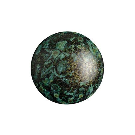 Cabochon par Puca® - 14 mm - Metallic Mat Green Spotted (2 Stk.) - PerlineBeads