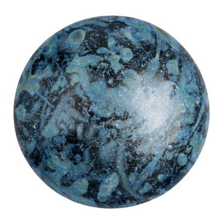 Cabochon par Puca® - 25 mm - Metallic Mat Blue Spotted - PerlineBeads