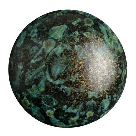 Cabochon par Puca® - 25 mm - Metallic Mat Green Spotted - PerlineBeads