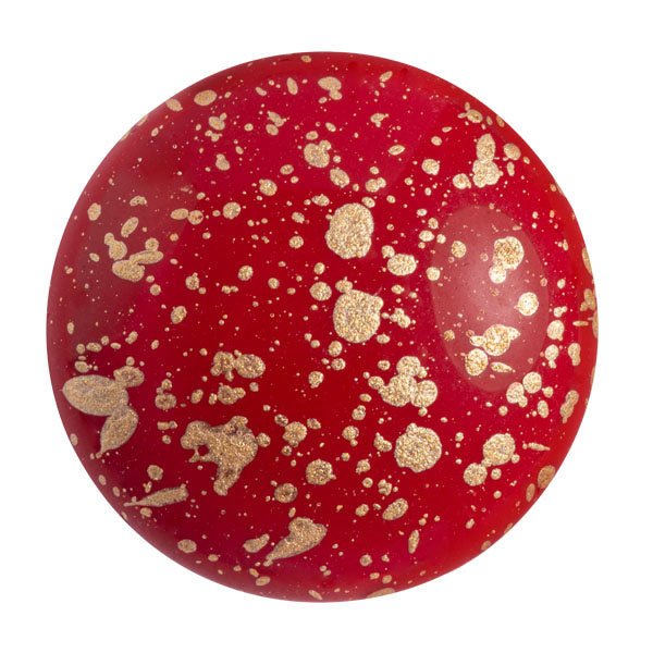 Cabochon par Puca - 25 mm - Opaque Coral Red Splash - PerlineBeads
