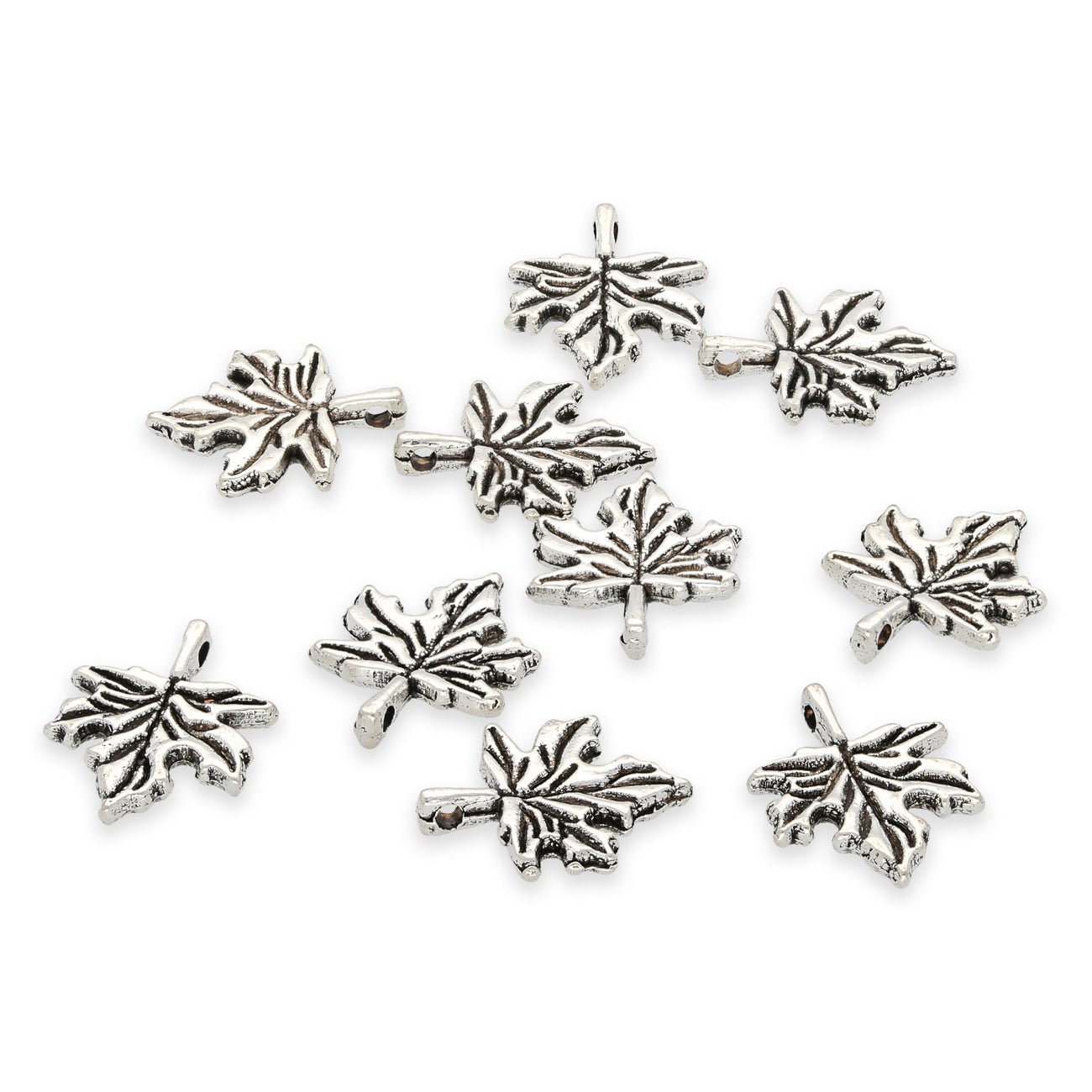 Charm-Anhänger Ahornblatt, Farbe antik Silber - PerlineBeads