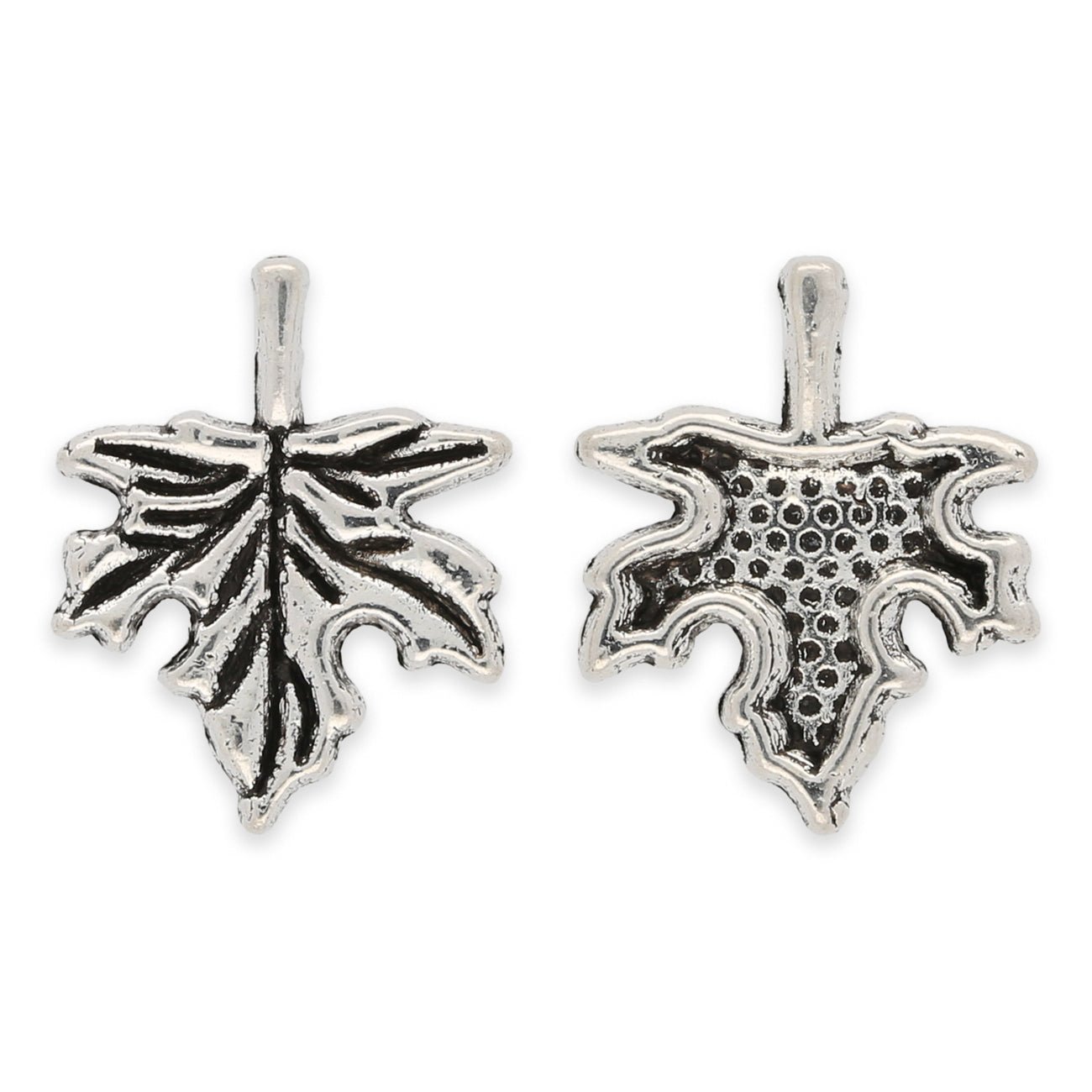 Charm-Anhänger Ahornblatt, Farbe antik Silber - PerlineBeads