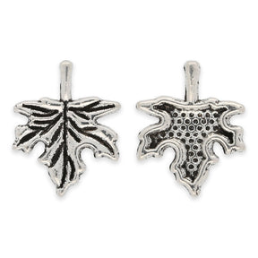 Charm-Anhänger Ahornblatt, Farbe antik Silber - PerlineBeads