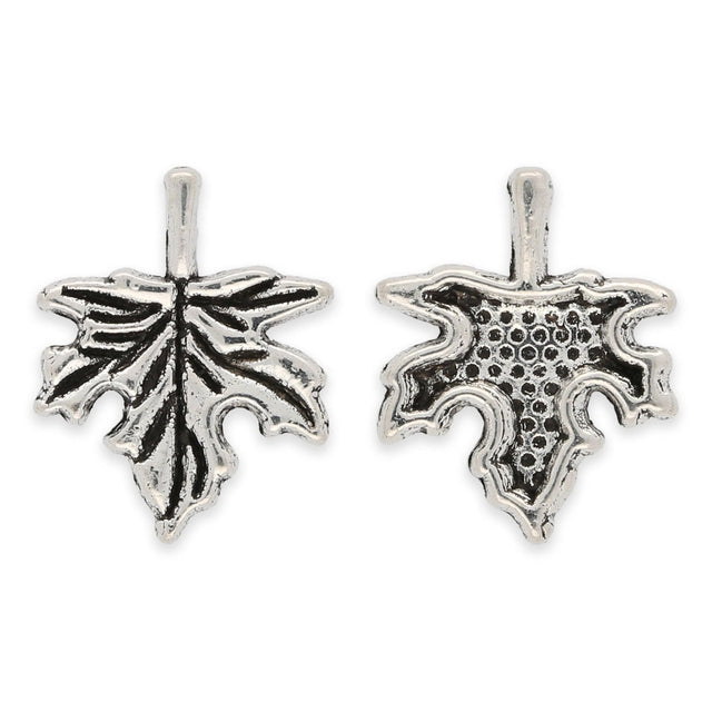Charm-Anhänger Ahornblatt, Farbe antik Silber - PerlineBeads