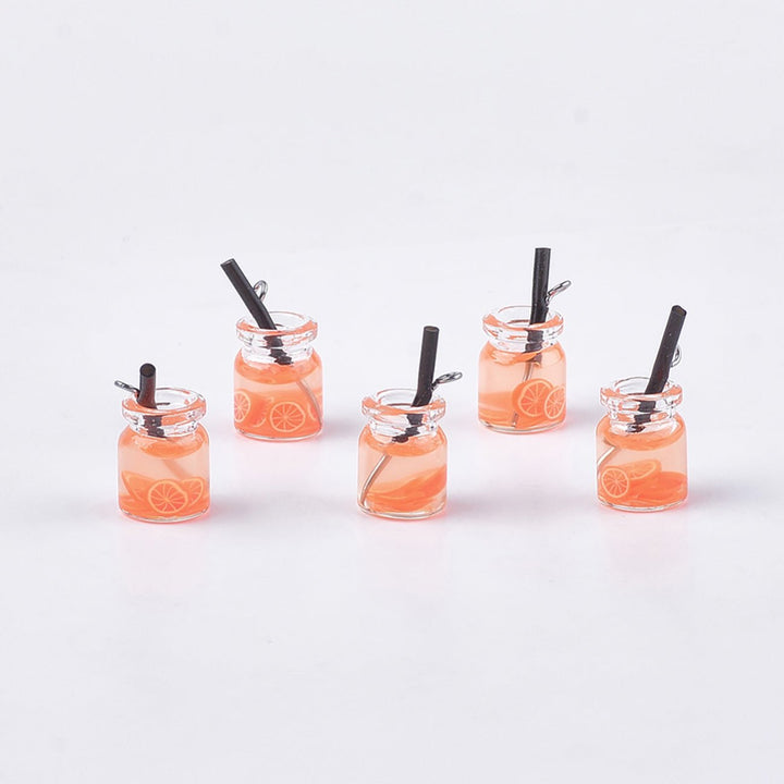 Charm-Anhänger Glas mit Cocktail - orange - PerlineBeads