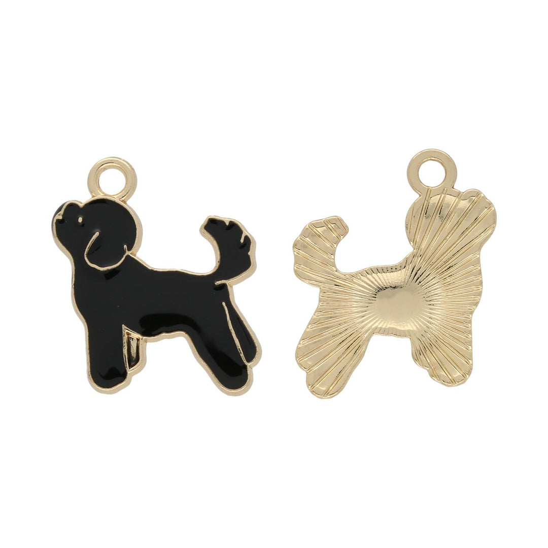 Charm / Anhänger “Hund” - Gold/schwarz - PerlineBeads