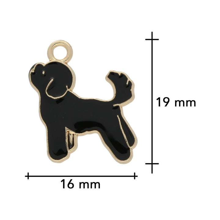 Charm / Anhänger “Hund” - Gold/schwarz - PerlineBeads