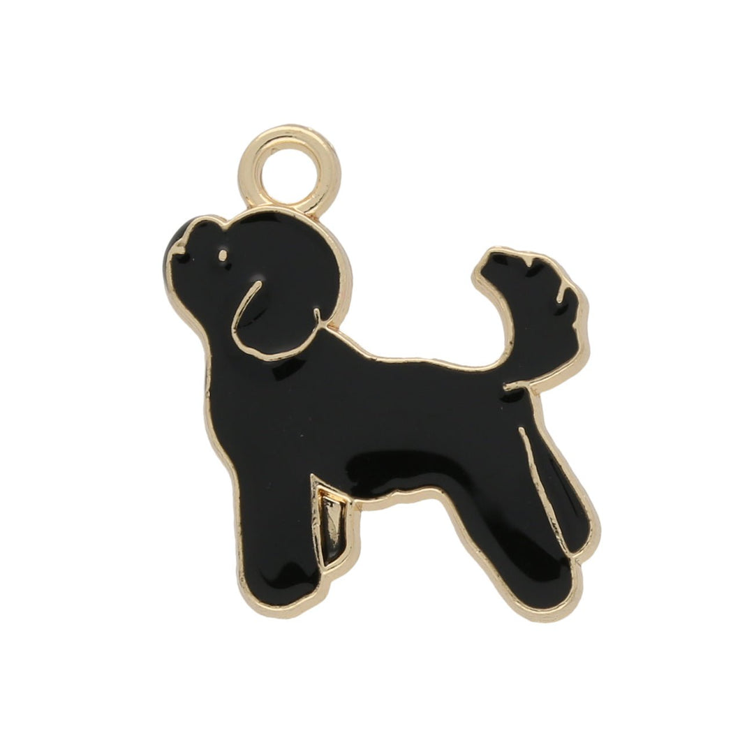 Charm / Anhänger “Hund” - Gold/schwarz - PerlineBeads