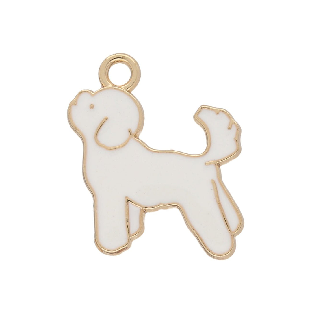 Charm / Anhänger “Hund” - Gold/weiss - PerlineBeads