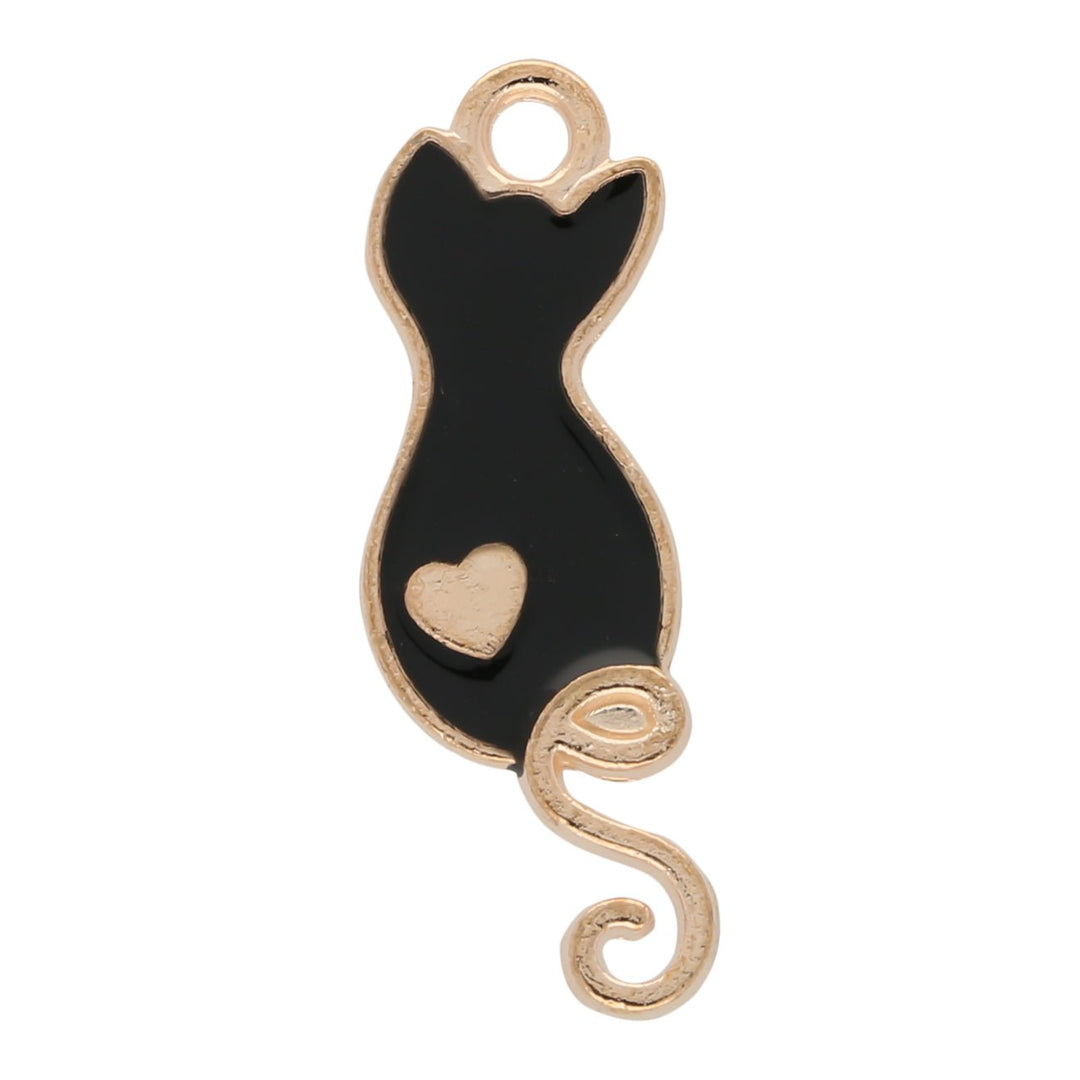 Charm / Anhänger “Katze” - Gold/schwarz - PerlineBeads