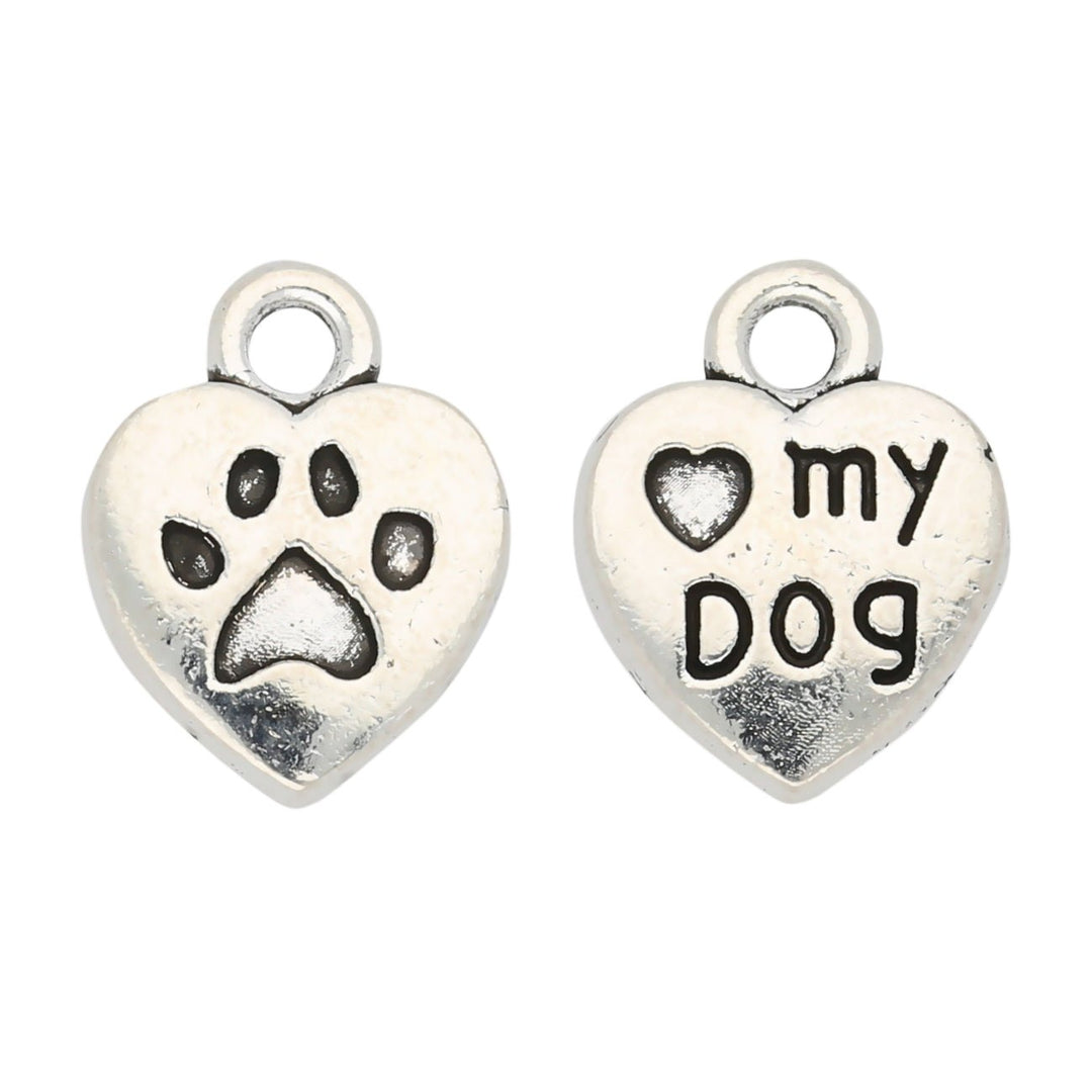 Charm / Anhänger “Love my dogs” - Farbe Silber - PerlineBeads