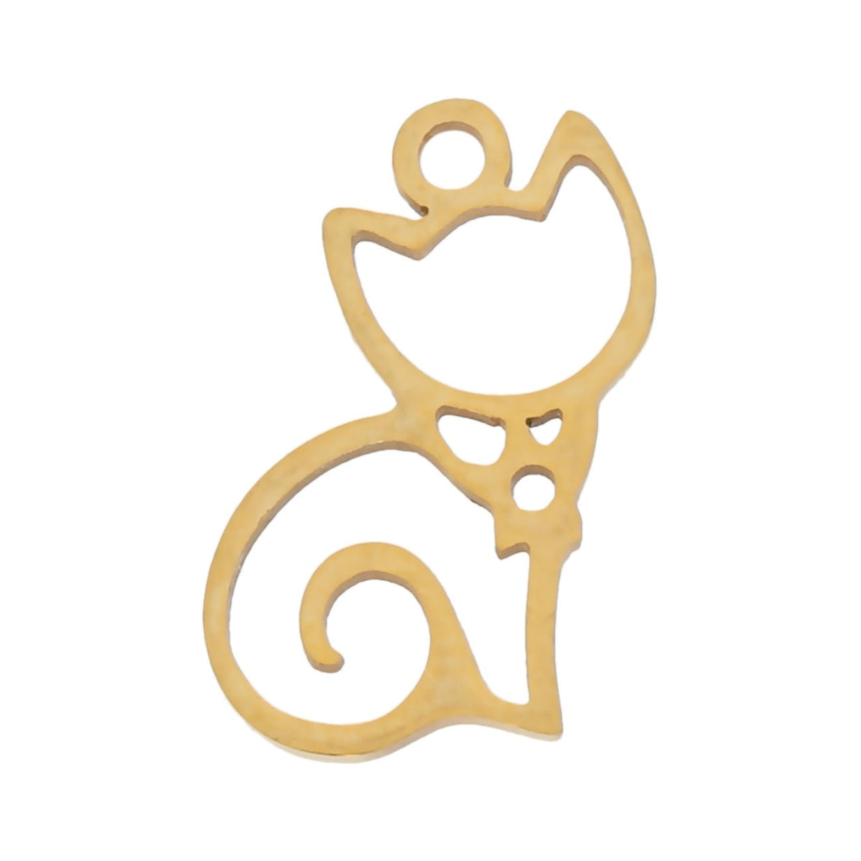 Charm/Anhänger "Katze sitzend" – Farbe Gold - PerlineBeads