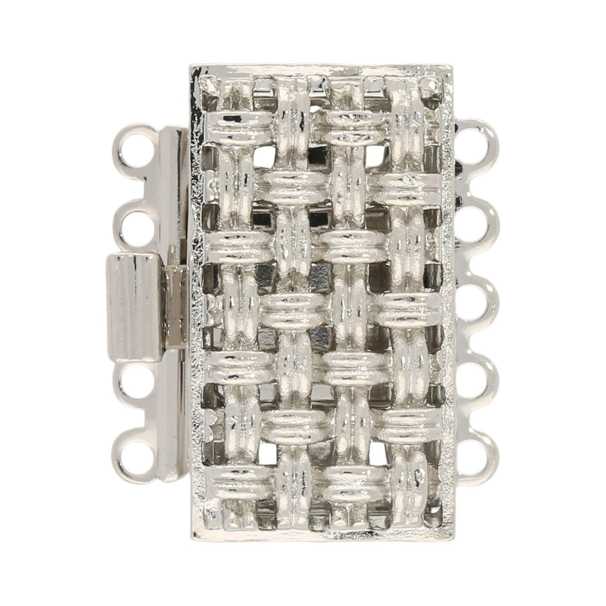 Claspgarten Neumann – Schmuck-Federverschluss 5-reihig - Auflage Rhodium - PerlineBeads