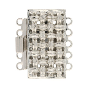 Claspgarten Neumann – Schmuck-Federverschluss 5-reihig - Auflage Rhodium - PerlineBeads