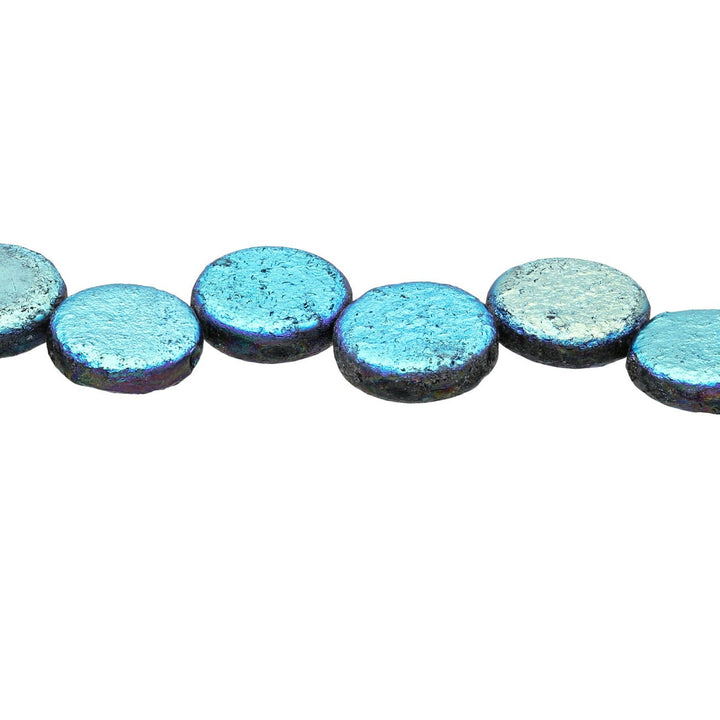 Coin 14 mm Glasperle – Etch Jet Full AB - PerlineBeads
