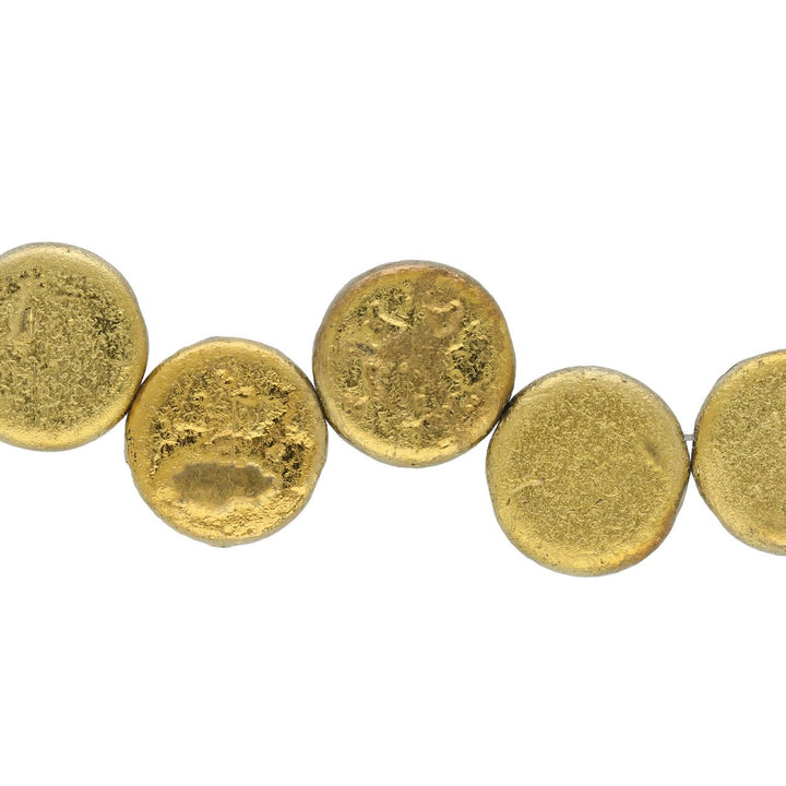Coin 14 mm Glasperle – Etch Jet Full Amber - PerlineBeads
