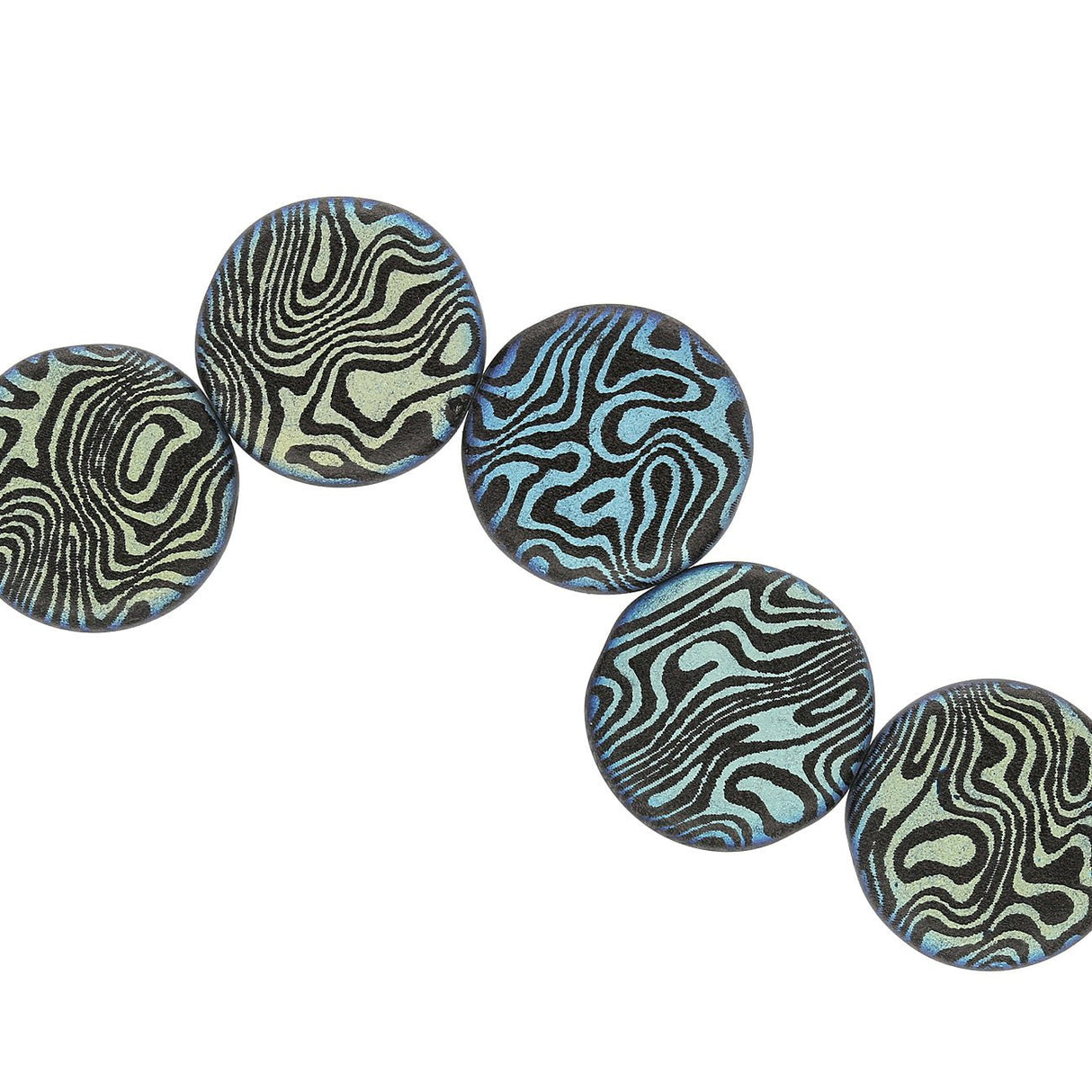 Coin 14 mm Glasperle – Jet Laser MT Contour - PerlineBeads