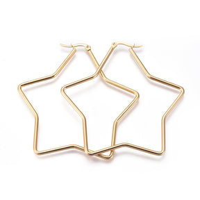 Creolen Sternform - Edelstahl – Farbe Gold - PerlineBeads