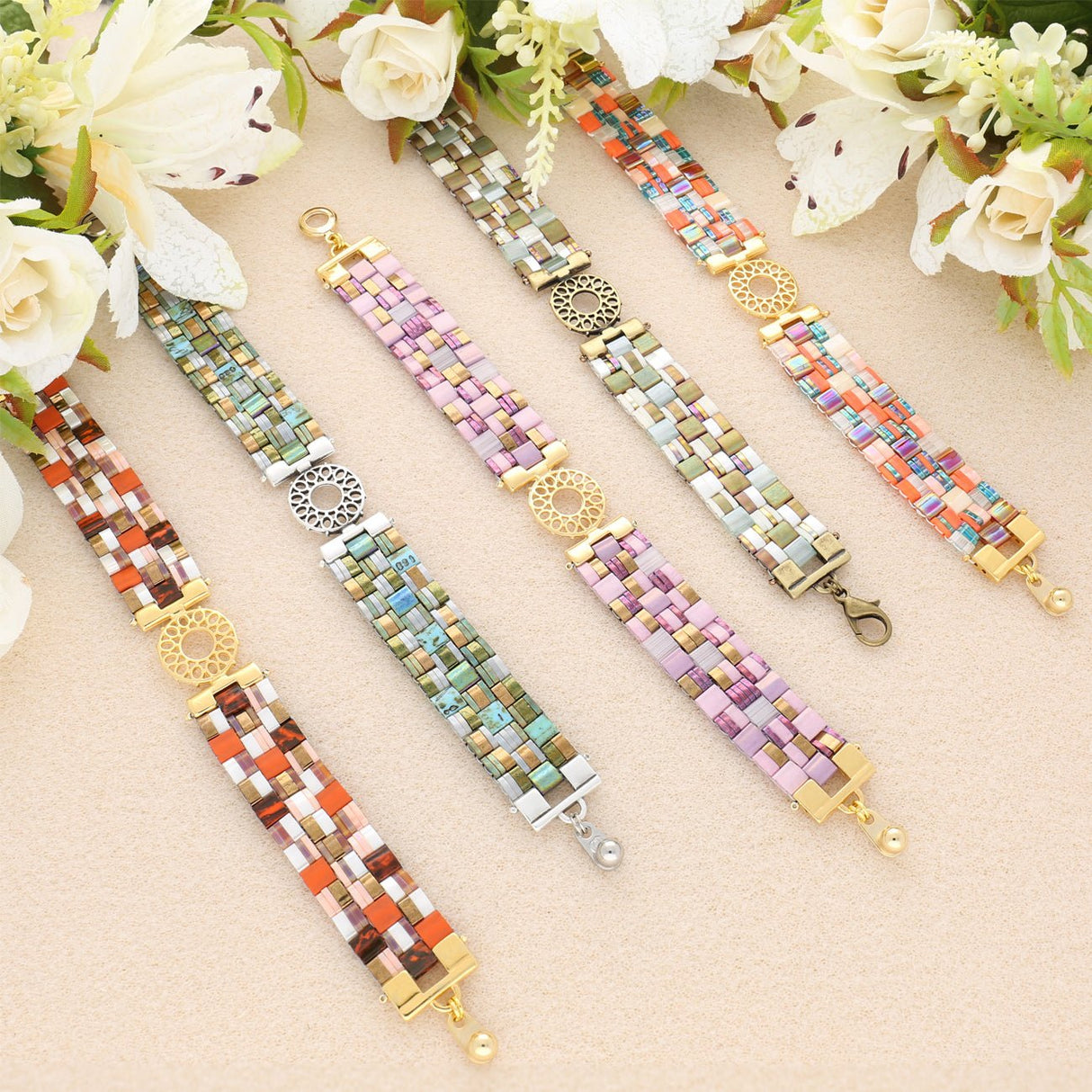 Cymbal™ Detis-Tila Bead Connector – Rosagold Vergoldet - PerlineBeads