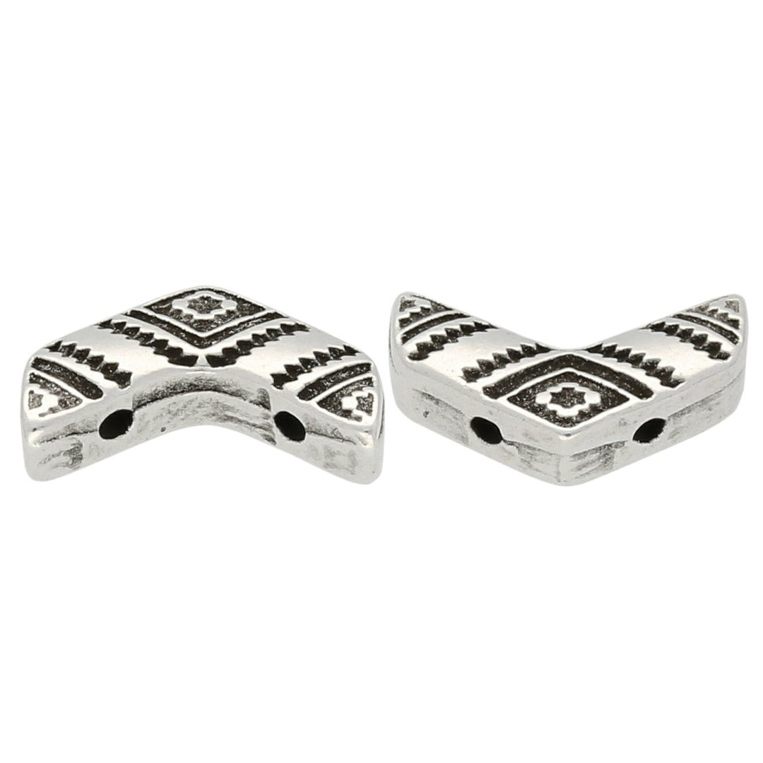 Cymbal™ Koudouro-Chevron Bead Substitute - Silver Plate - PerlineBeads