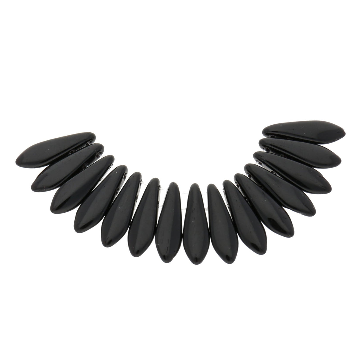 Dagger Bead 2-Loch - Jet - PerlineBeads