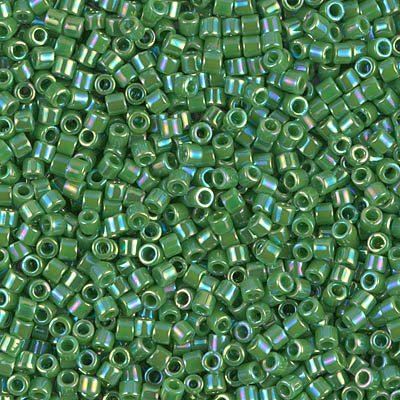 Delica 10/0 - DBM0163 - Opaque Green AB - PerlineBeads