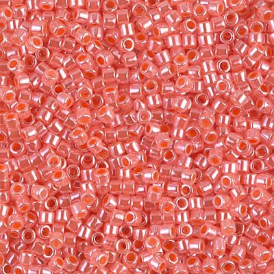 Delica 10/0 - DBM0235 - Lined Crystal/Salmon Luster - PerlineBeads