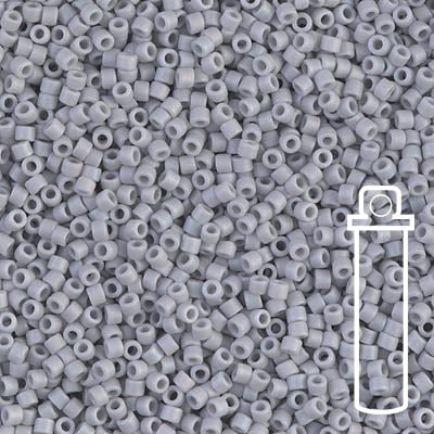 Delica 11/0 - DB1598 - Matte Opaque Ghost Gray AB - PerlineBeads