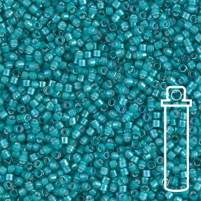 Delica 11/0 - DB1782 - White Lined Teal AB - PerlineBeads