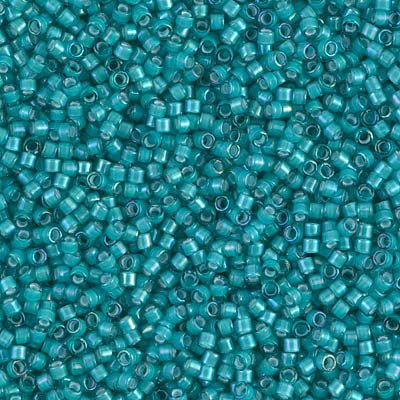 Delica 11/0 - DB1782 - White Lined Teal AB - PerlineBeads