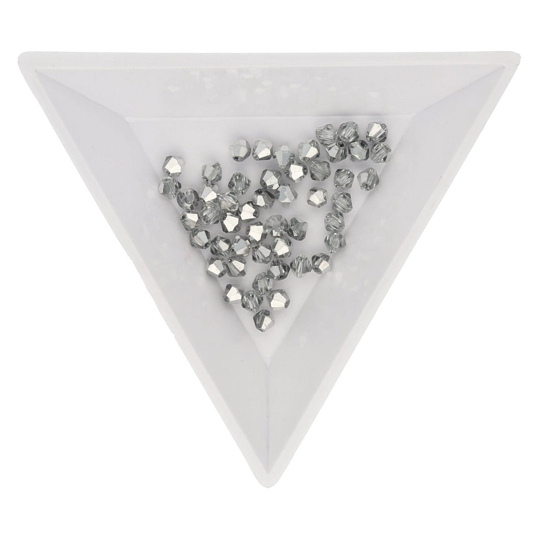 Doppelkegel 3 mm – aus Glas - Crystal-Platinum - PerlineBeads