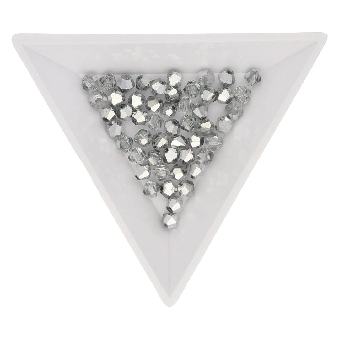 Doppelkegel 4 mm – aus Glas - Crystal-Platinum - PerlineBeads