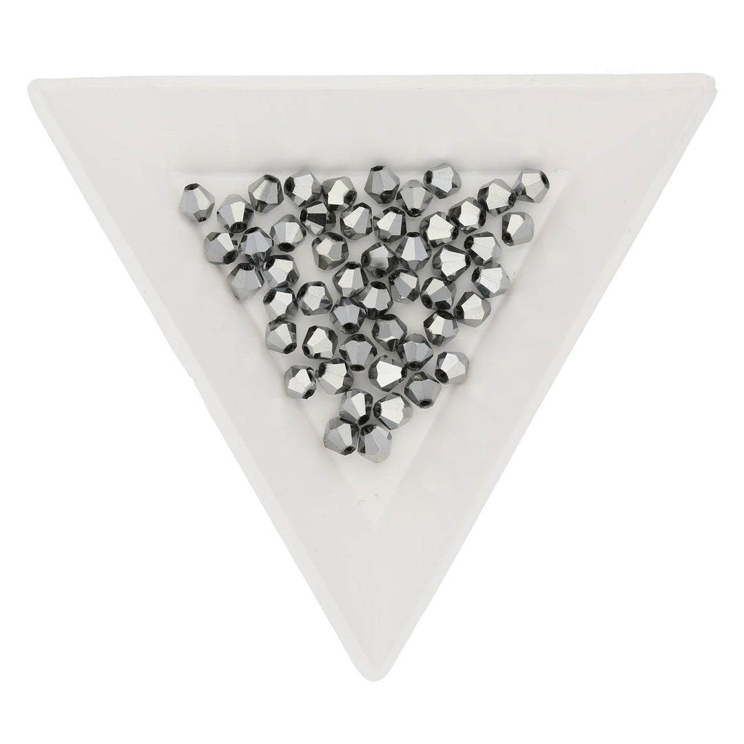 Doppelkegel 4 mm – aus Glas - Metallic Silver - PerlineBeads
