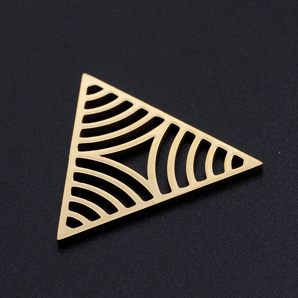 Dreieckiger, filigraner Schmuckverbinder 21,5x24,5 mm – Farbe Gold - PerlineBeads
