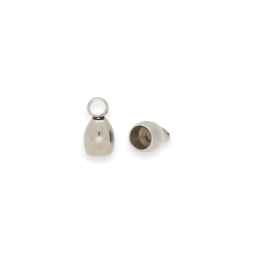 Edelstahl Endkappe-Kordelende 8 x 4,5 mm - Silber - PerlineBeads