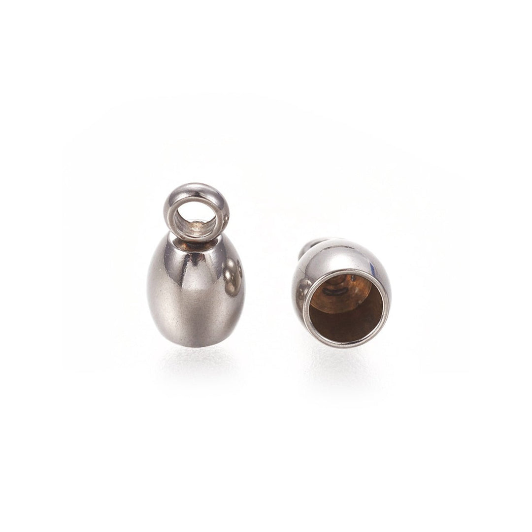 Edelstahl Endkappe-Kordelende 9 x 6 mm - Silber - PerlineBeads