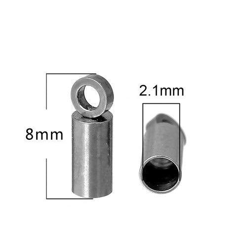 Endkappe für Kordel – Edelstahl – 7,5 x 2,5 mm - PerlineBeads