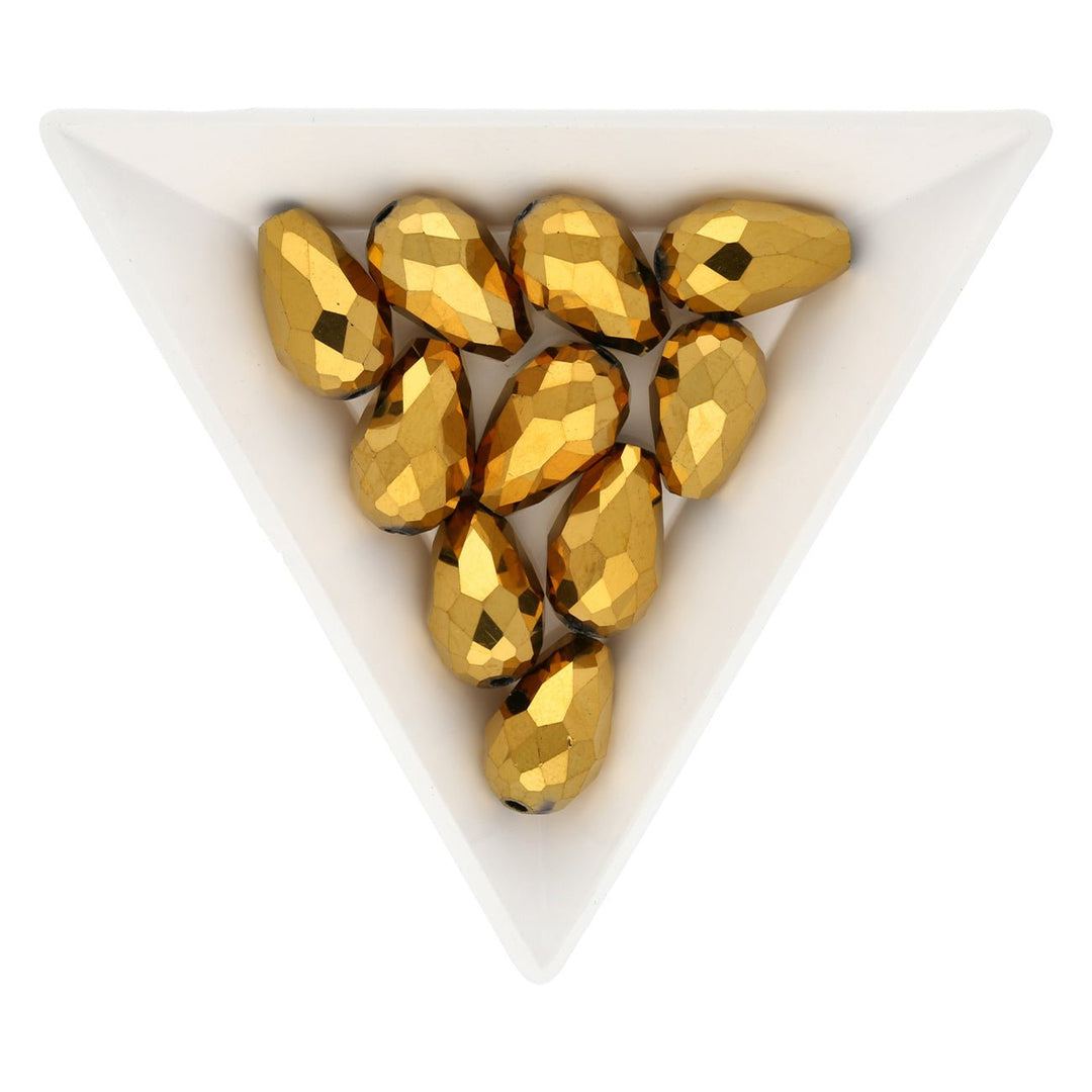 Facettierte Tropfen 15 x 10 mm – Gold - PerlineBeads