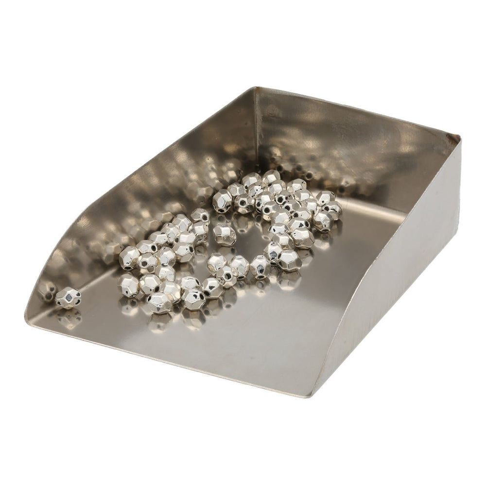 Fecettierte ovale Metallperle – Silber antik - PerlineBeads