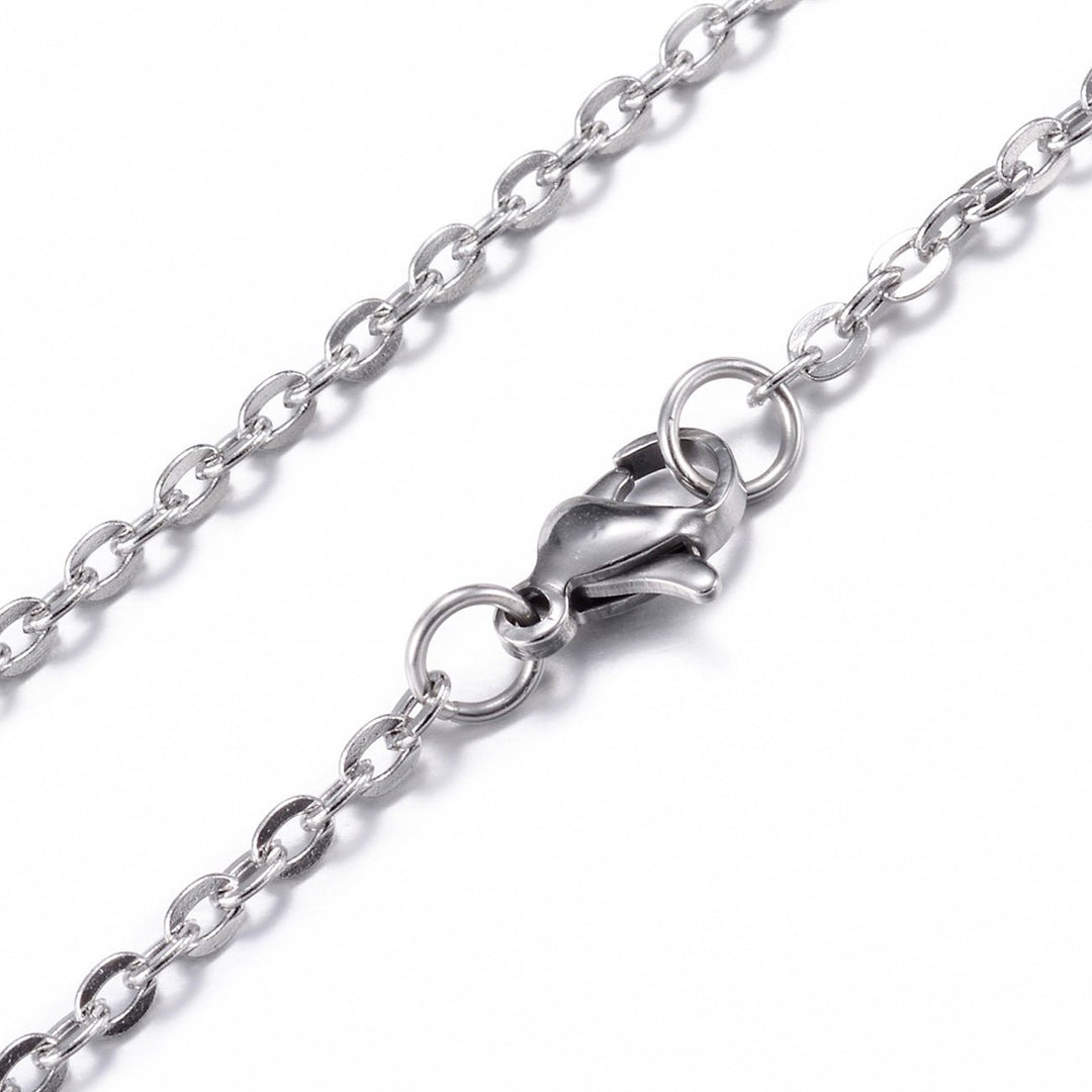 Fertige Halskette 75 cm – Edelstahl – Farbe Platin - PerlineBeads