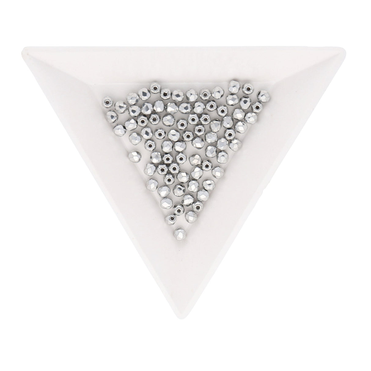 Fire polished 3 mm Glasperlen - Matte Metallic Silver - PerlineBeads