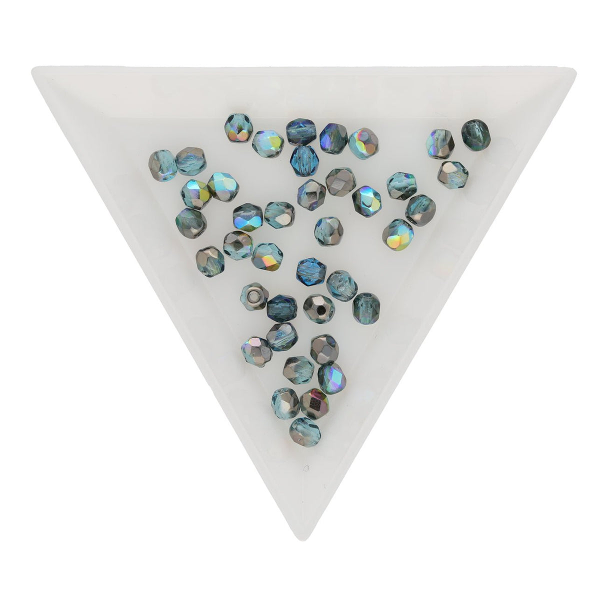 Fire polished 4 mm - Aqua Graphite Rainbow - PerlineBeads