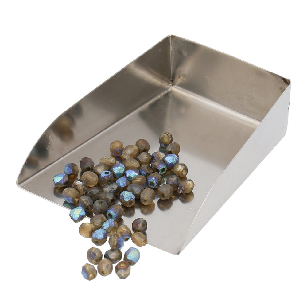 Fire polished 4 mm Glasperlen - Etched Crystal Glittery Bronze Dark - PerlineBeads