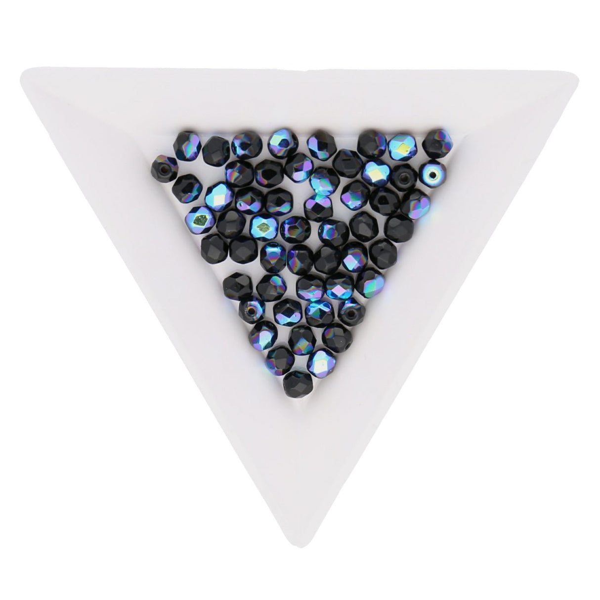 Fire polished 4 mm Glasperlen - Jet AB - PerlineBeads