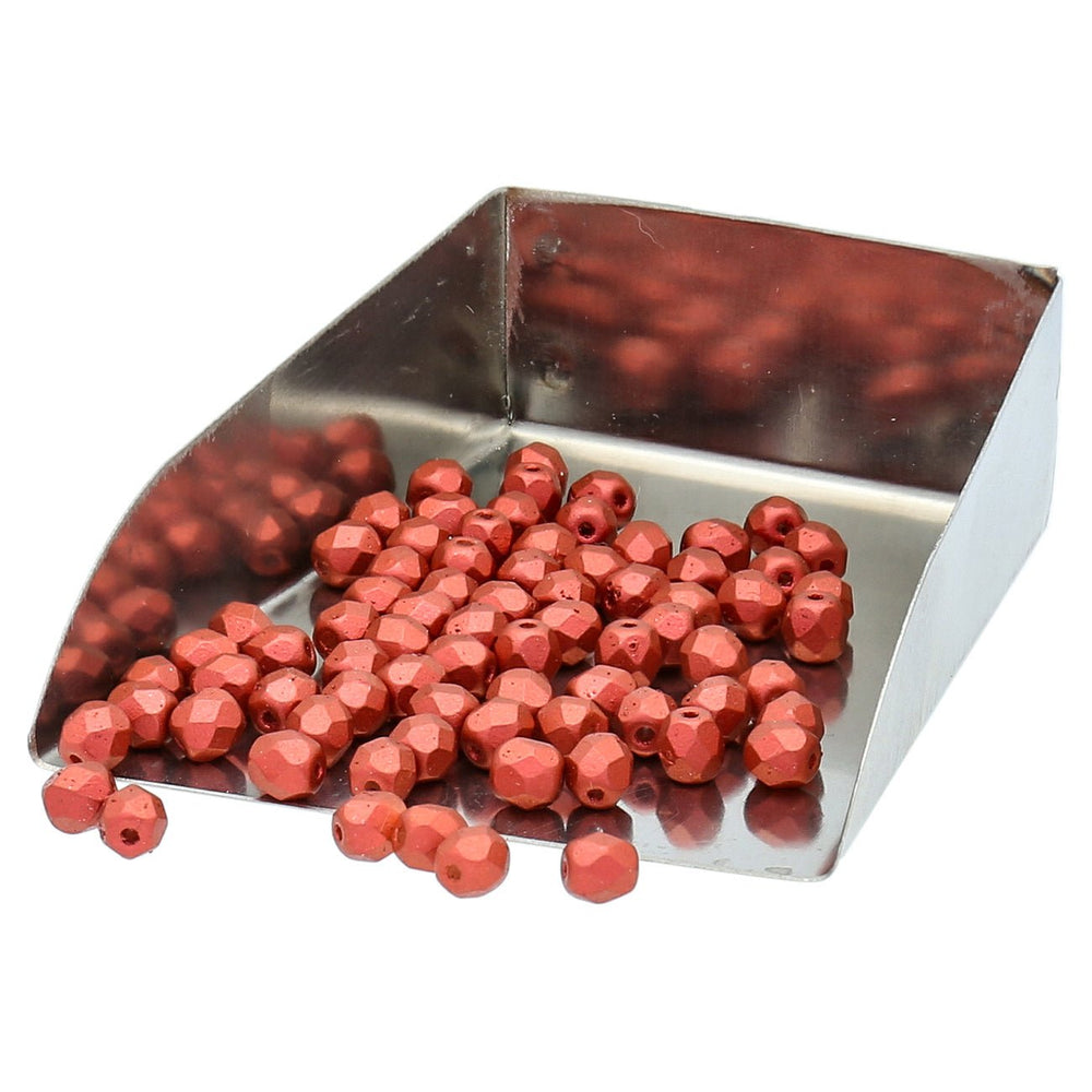 Fire polished 4 mm Glasperlen - Lava Red - PerlineBeads