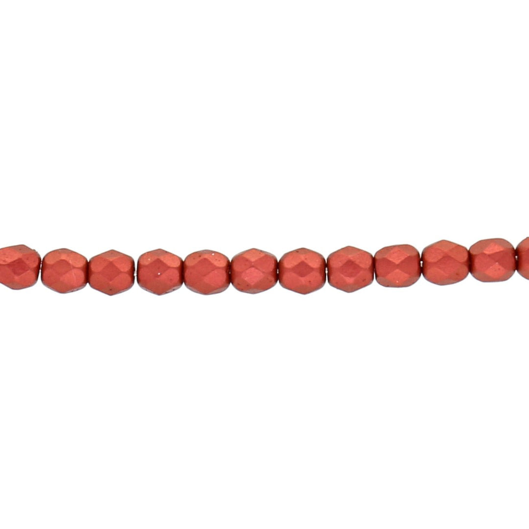 Fire polished 4 mm Glasperlen - Lava Red - PerlineBeads
