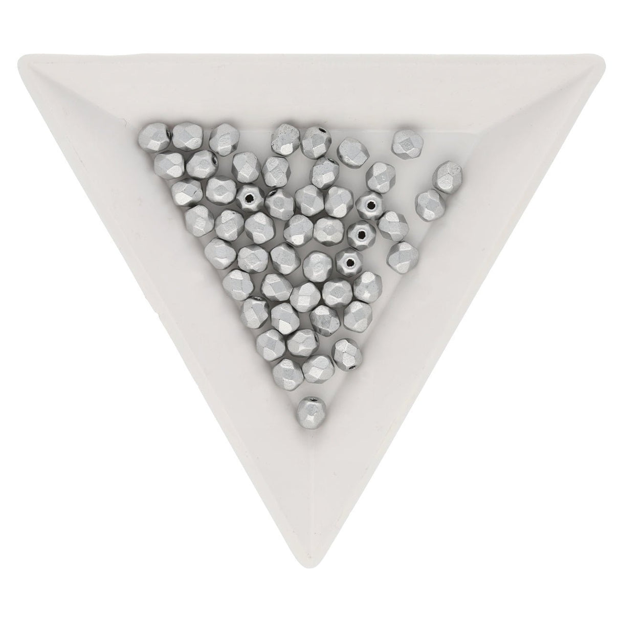 Fire polished 4 mm Glasperlen - Matte Metallic Silver - PerlineBeads